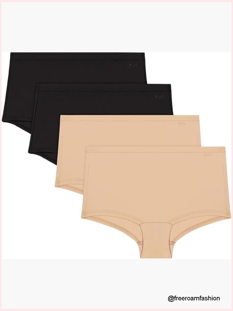 4 Pack Microfiber Boy Shorts - Mid Rise Full Coverage Buttery Soft